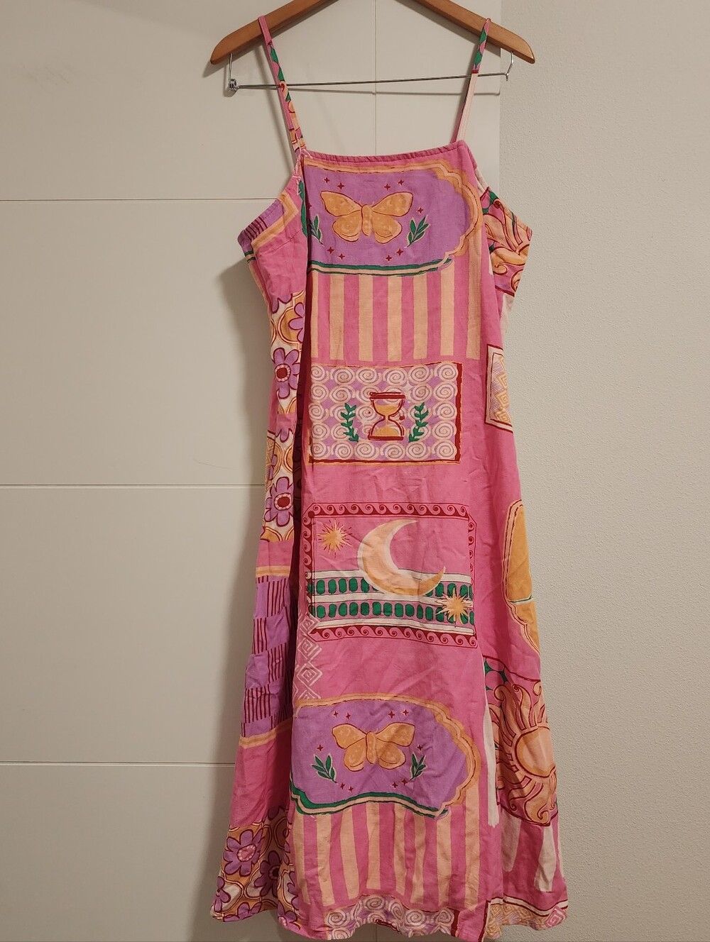 Japna Made In India Boho Sleeveless Midi Dress With Adjustable Straps